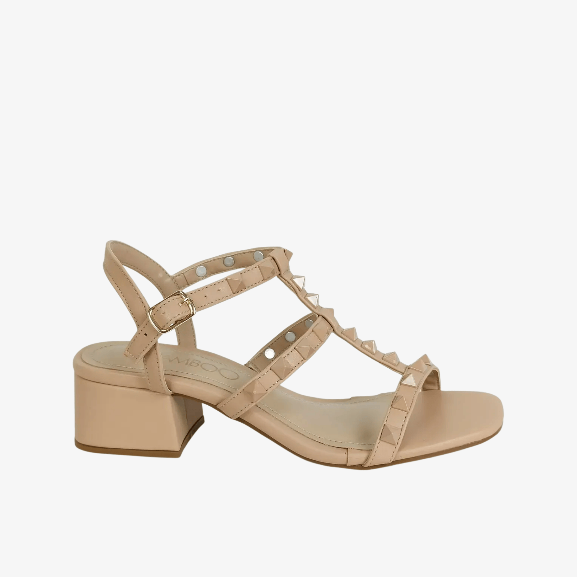 Sandália Salto Pequeno Bico Quadrado Nude - ScamboO Ecommerce